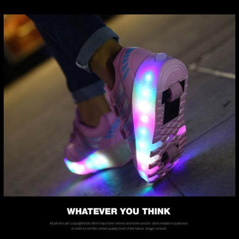 Schuhe mit Rollen LED Outdoor Sportschuhe Blinkschuhe Skateboardschuhe 7 Farbe LED Rollschuhe für Kinder