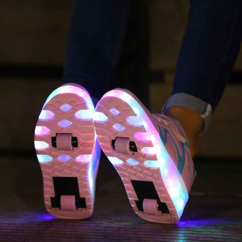 Roller Skates Schuhe Mädchen Jungen Double Roller Schuhe Kinder Outdoor leuchtende Rollschuhe für Kinder
