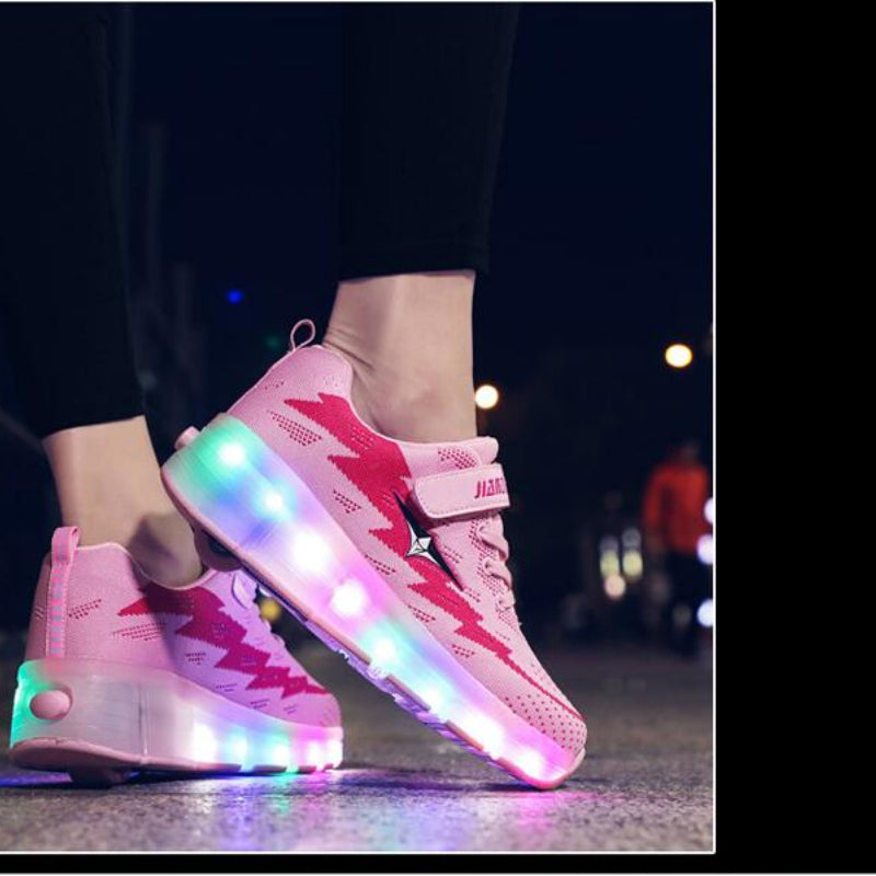Schuhe mit Rollen Leuchten Sie Roller Schuhe auf Rädern LED Rollschuhe für Kinder Skates Schuhe Retractable Wheels