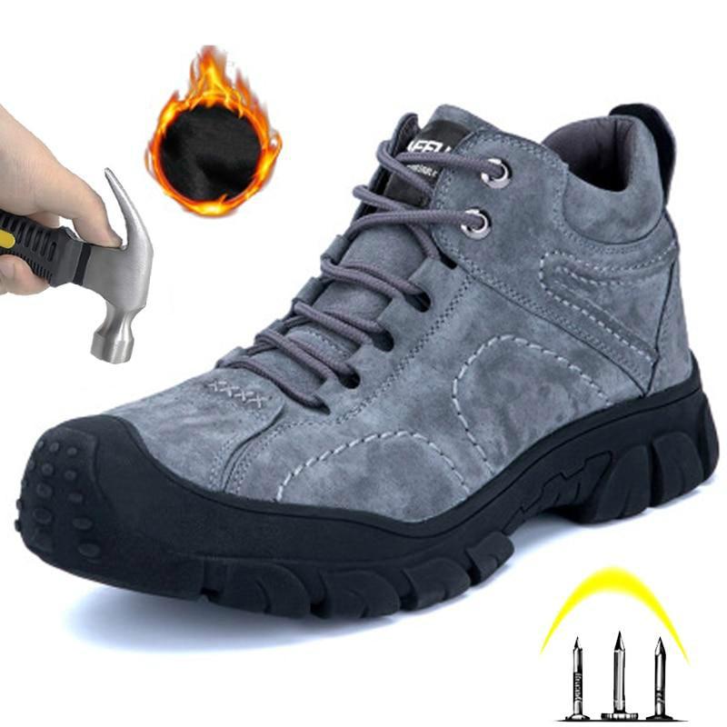 Anti-smashing stab Sicherheit Schuhe Winter Plus Samt e Männer der Schuhe Arbeitsschuhe - SIKAINI