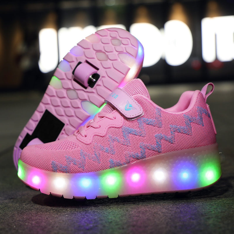 Mädchen Jungen LED Leuchten Schuhe mit Rädern Komfortable Mesh-Oberfläche Rollschuhe für kinder