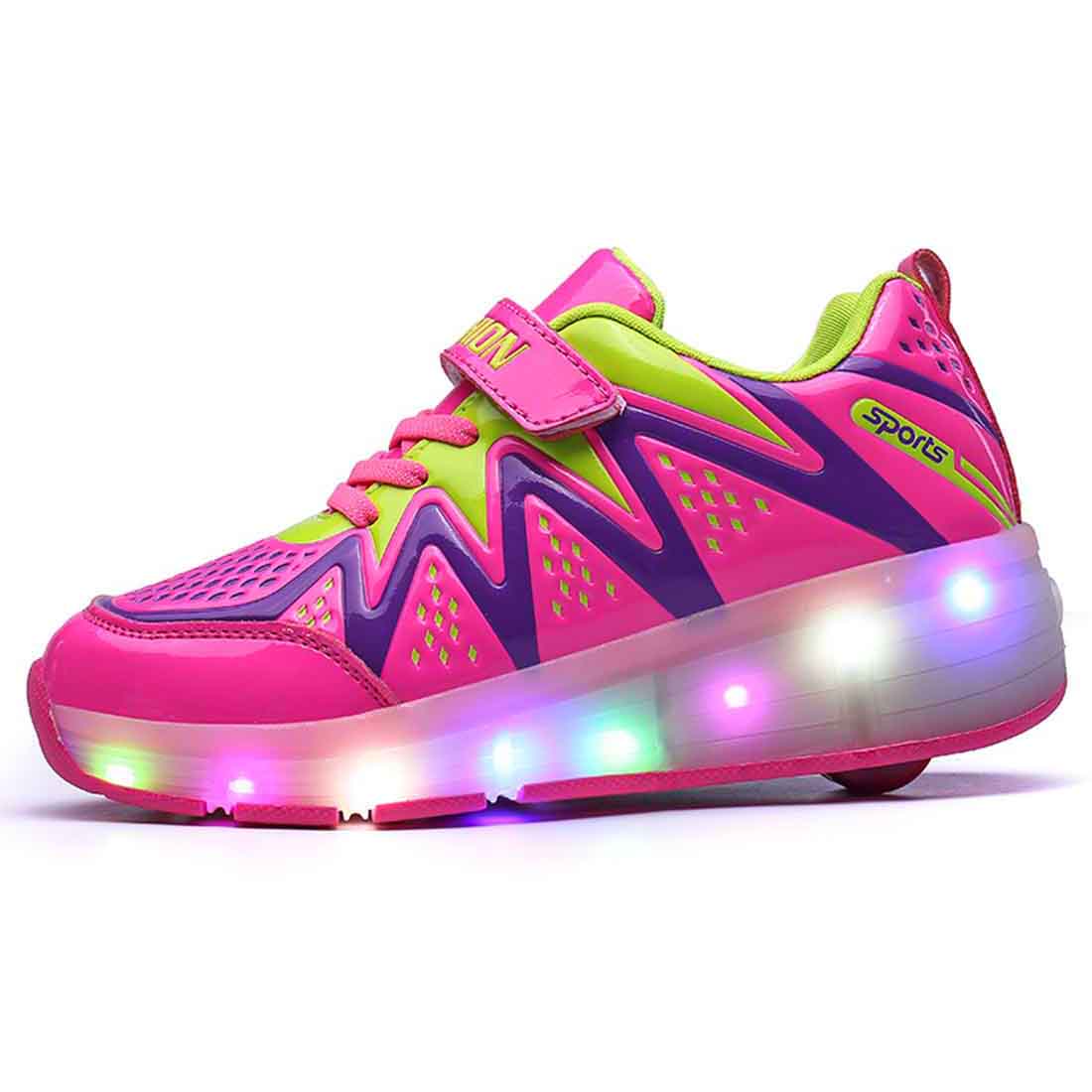 Junge Mädchen LED Schuhe mit Rollen  Blinkschuhe Schuhe mit Rädern Rollschuhe für Kinder - SIKAINI