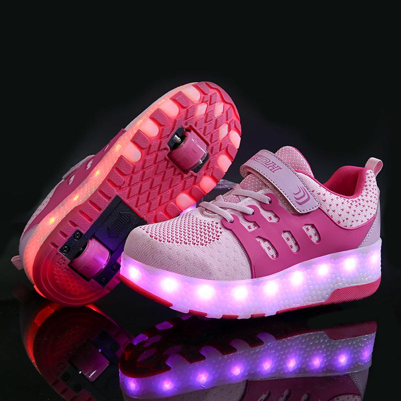 Kinder Roller Schuhe Jungen Mädchen LED Light Wheel Schuhe Roller Turnschuhe Schuhe mit Rollen - SIKAINI