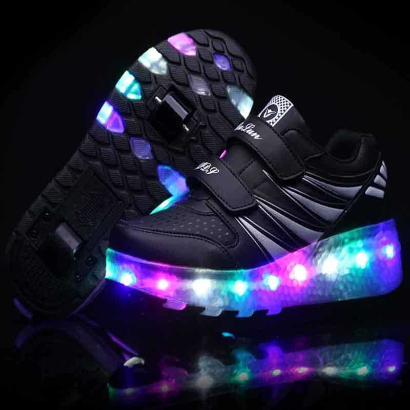 Kinder Roller Skates Schuhe Schuhe mit Rädern Jungen Mädchen LED Light Wheel Schuhe Roller Sneakers Schuhe mit Rollen - SIKAINI