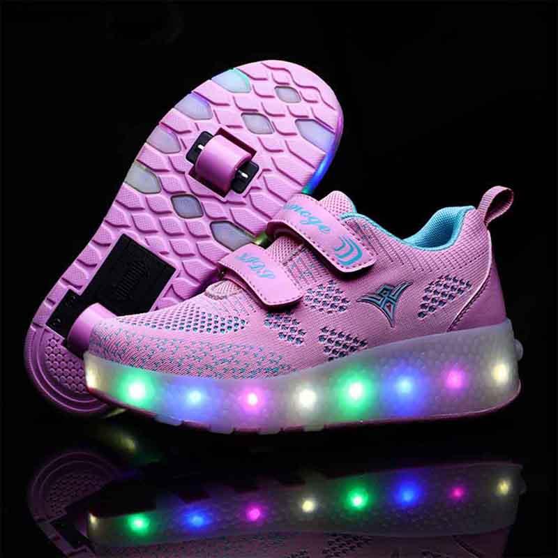 Kinder Schuhe mit Rädern Jungen Mädchen LED Light Rollschuhe für Kinder Schuhe mit Rollen - SIKAINI
