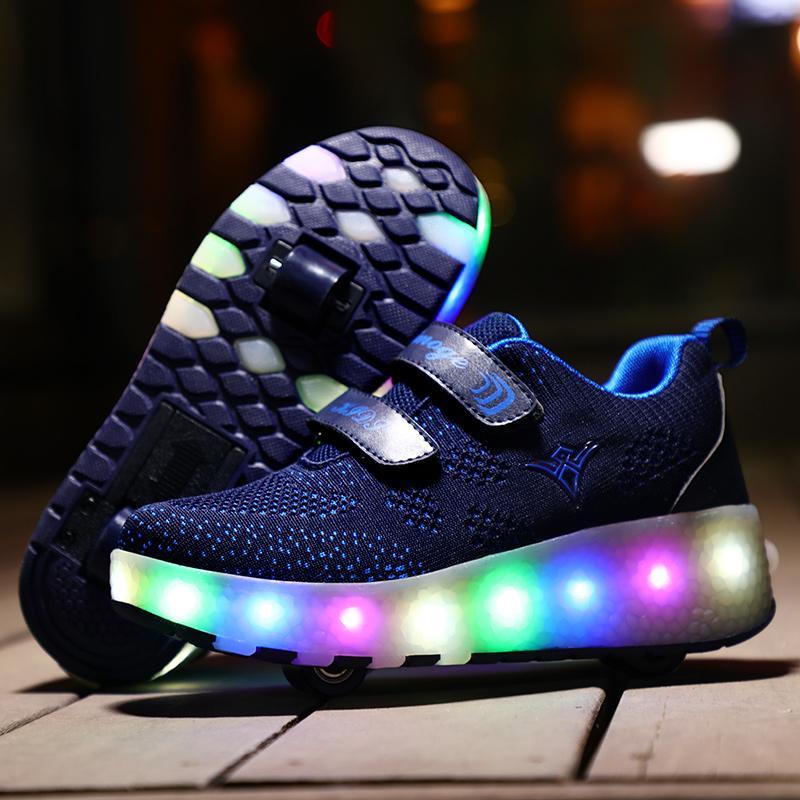 Kinder Schuhe mit Rädern Jungen Mädchen LED Light Rollschuhe für Kinder Schuhe mit Rollen - SIKAINI