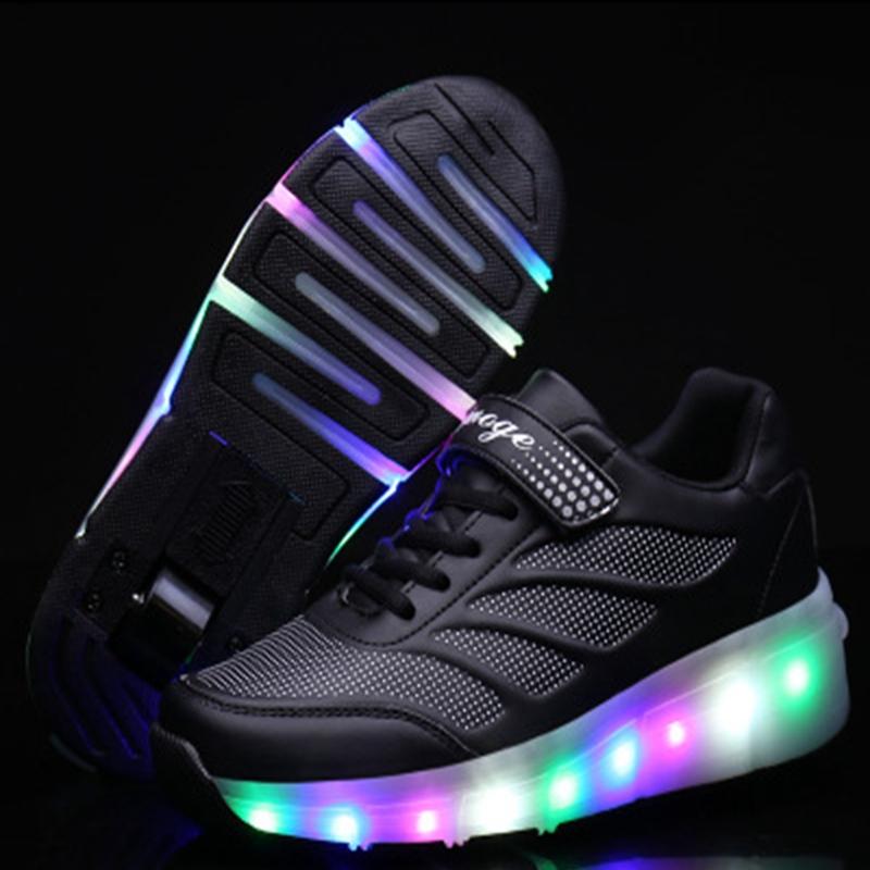 Leuchten Sie Roller Schuhe mit Rädern LED Rollschuhe für Kinder Skates Schuhe Retractable Wheels - SIKAINI