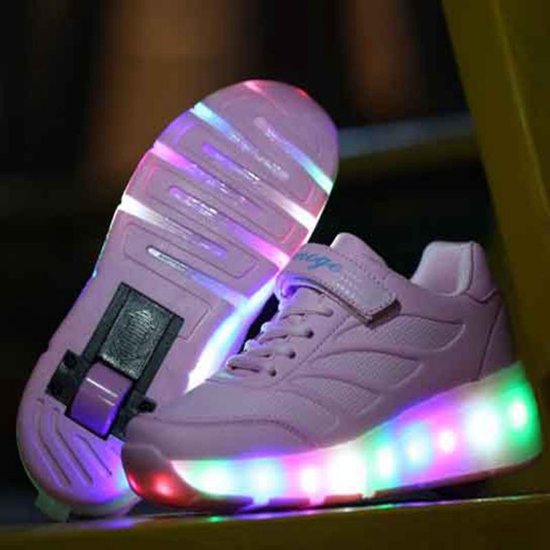 Leuchten Sie Roller Schuhe mit Rädern LED Rollschuhe für Kinder Skates Schuhe Retractable Wheels - SIKAINI