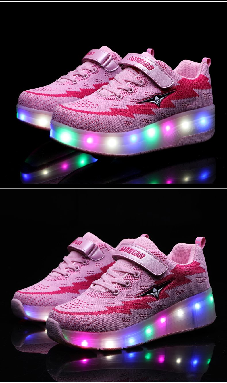 Mädchen Jungen LED Leuchten Räder Skates Roller Schuhe Komfortable Mesh-Oberfläche Rollschuhe für Kinder - SIKAINI