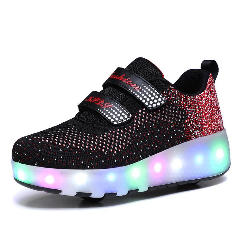 Mädchen Jungen LED Leuchten Schuhe mit Rädern Komfortable Mesh-Oberfläche Rollschuhe für kinder - SIKAINI