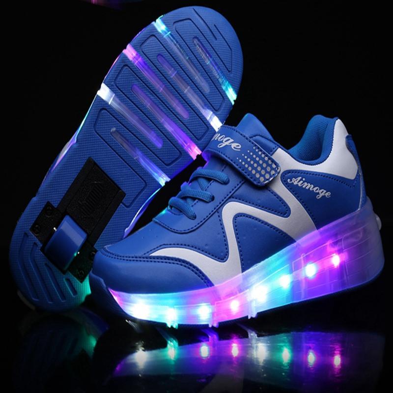 Rollschuhe für Kinder Erwachsene  bunte LED leuchten Schuhe mit Rollen - SIKAINI