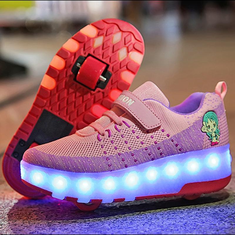 Schuhe mit Rollen  LED-Leuchten blinken Rollschuhschuhe für Jungen Mädchen Rollschuhe für Kinder - SIKAINI