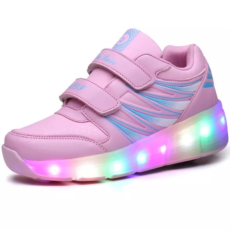 Schuhe mit Rollen LED Outdoor Sportschuhe Blinkschuhe Skateboardschuhe 7 Farbe LED Rollschuhe für Kinder - SIKAINI