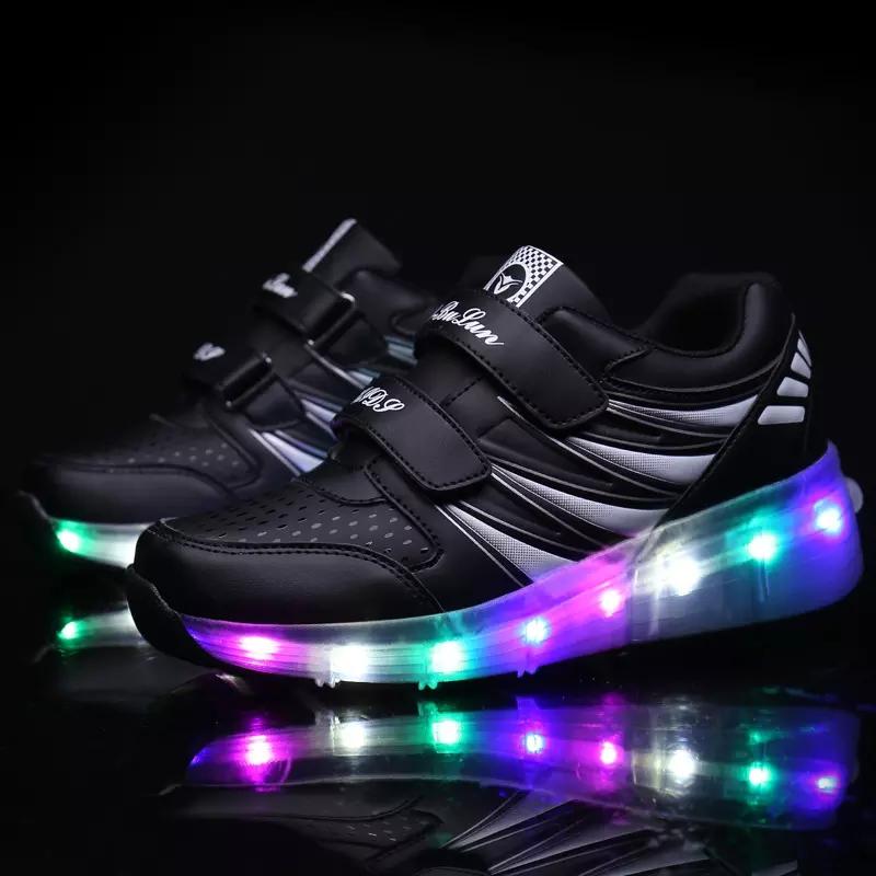 Schuhe mit Rollen LED Outdoor Sportschuhe Blinkschuhe Skateboardschuhe 7 Farbe LED Rollschuhe für Kinder - SIKAINI
