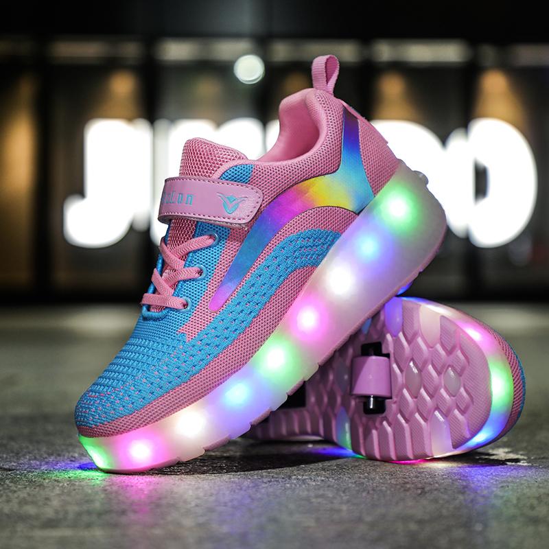 Schuhe mit Rollen Leuchten Sie Roller Schuhe auf Rädern LED Rollschuhe für Kinder Skates Schuhe Retractable Wheels - SIKAINI